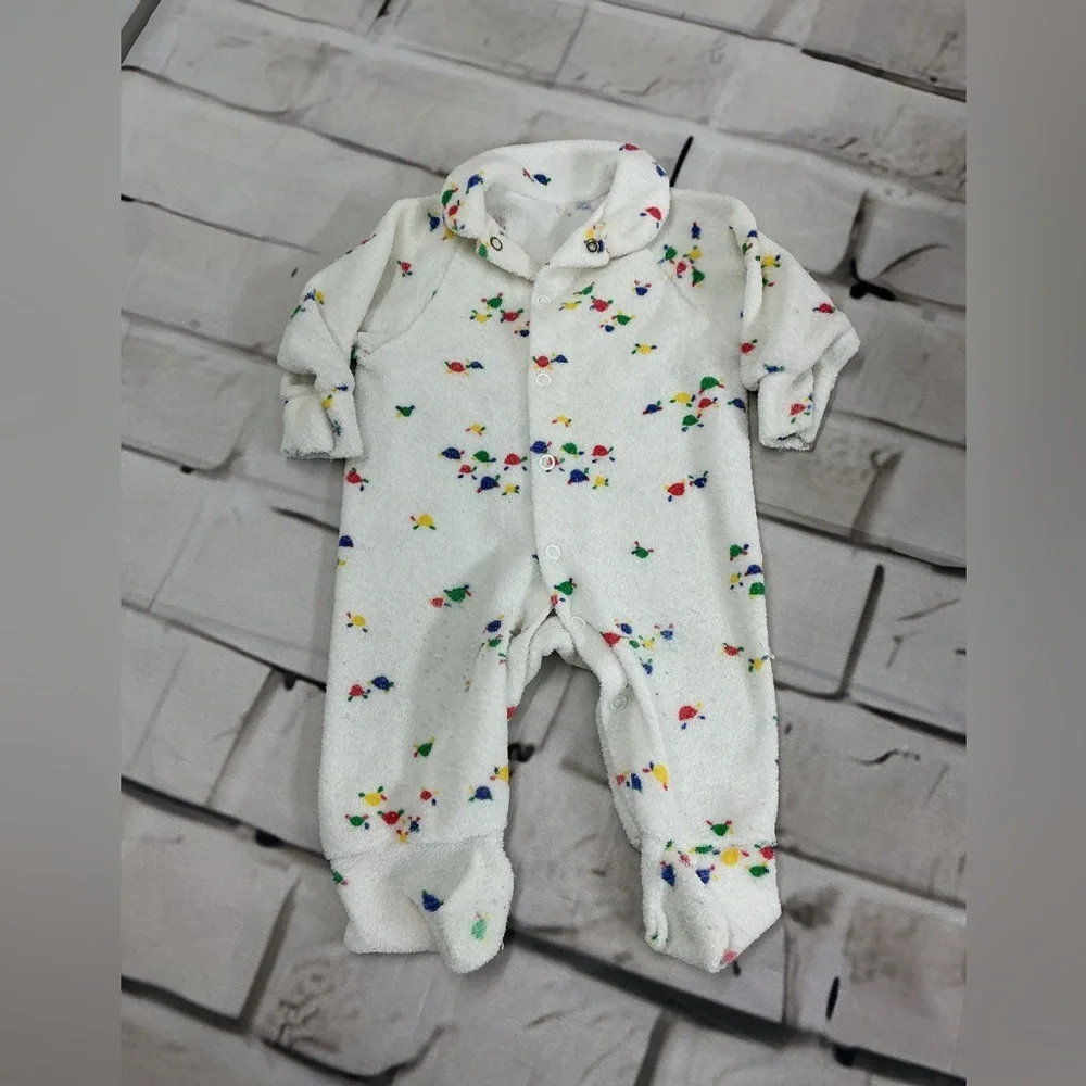 Pastels White Footie with Multicolor Print